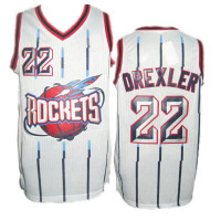 Clyde Drexler Houston Rockets #22 Hardwood Classics Swingman White Stripe Jersey