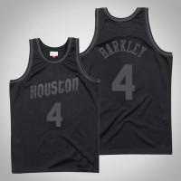 Men's Houston Rockets Charles Barkley #4 Black Tonal Hardwood Classics Jersey