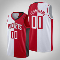 Men's Houston Rockets Custom #00 White Red Split Jersey