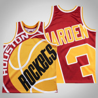 Men's Rockets James Harden #13 Red Big Face Swingman Mitchell & Ness HWC Jersey
