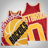 Men's Rockets Russell Westbrook #0 Red Big Face Swingman Mitchell & Ness HWC Jersey