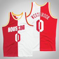 Rockets Russell Westbrook #0 White Red Split 1993-94 Hardwood Classics Jersey
